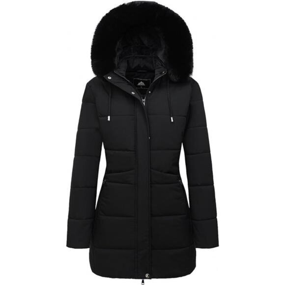 Women's Winter Puffer Coat Jacket Waterproof Black - Picture 1 of 6